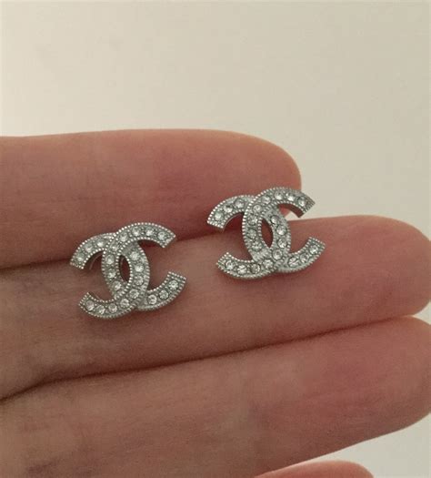 chanel silver studs|pre owned chanel earrings.